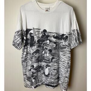Vintage 90s Loon All Over Print AOP Nature Tee - XL FOTL Tag
